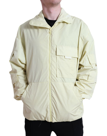 Dolce & Gabbana Yellow Nylon Collared Full Zip Parka Jacket