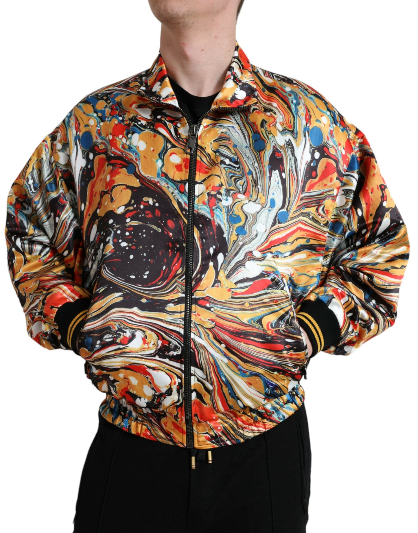 Dolce & Gabbana Multicolor Abstract Polyester Bomber Jacket