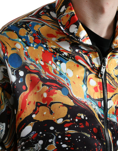 Dolce & Gabbana Multicolor Abstract Polyester Bomber Jacket