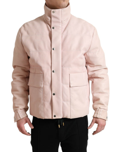 Dolce & Gabbana Pink Nylon Men Turtle Neck Puffer Jacket