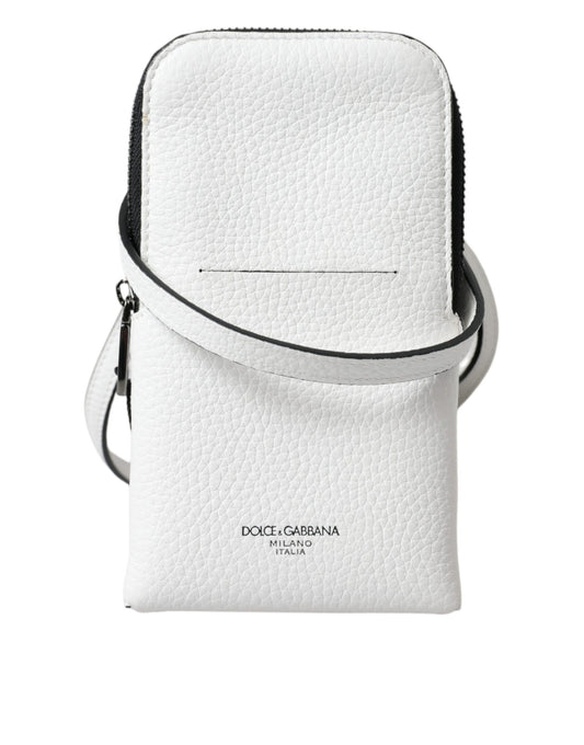 Dolce & Gabbana White Leather Purse Crossbody Sling Phone Bag