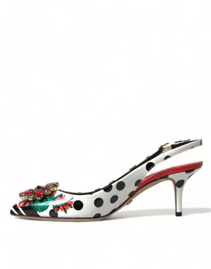 Dolce & Gabbana Chic Multicolor Floral Slingback Heels with Crystals