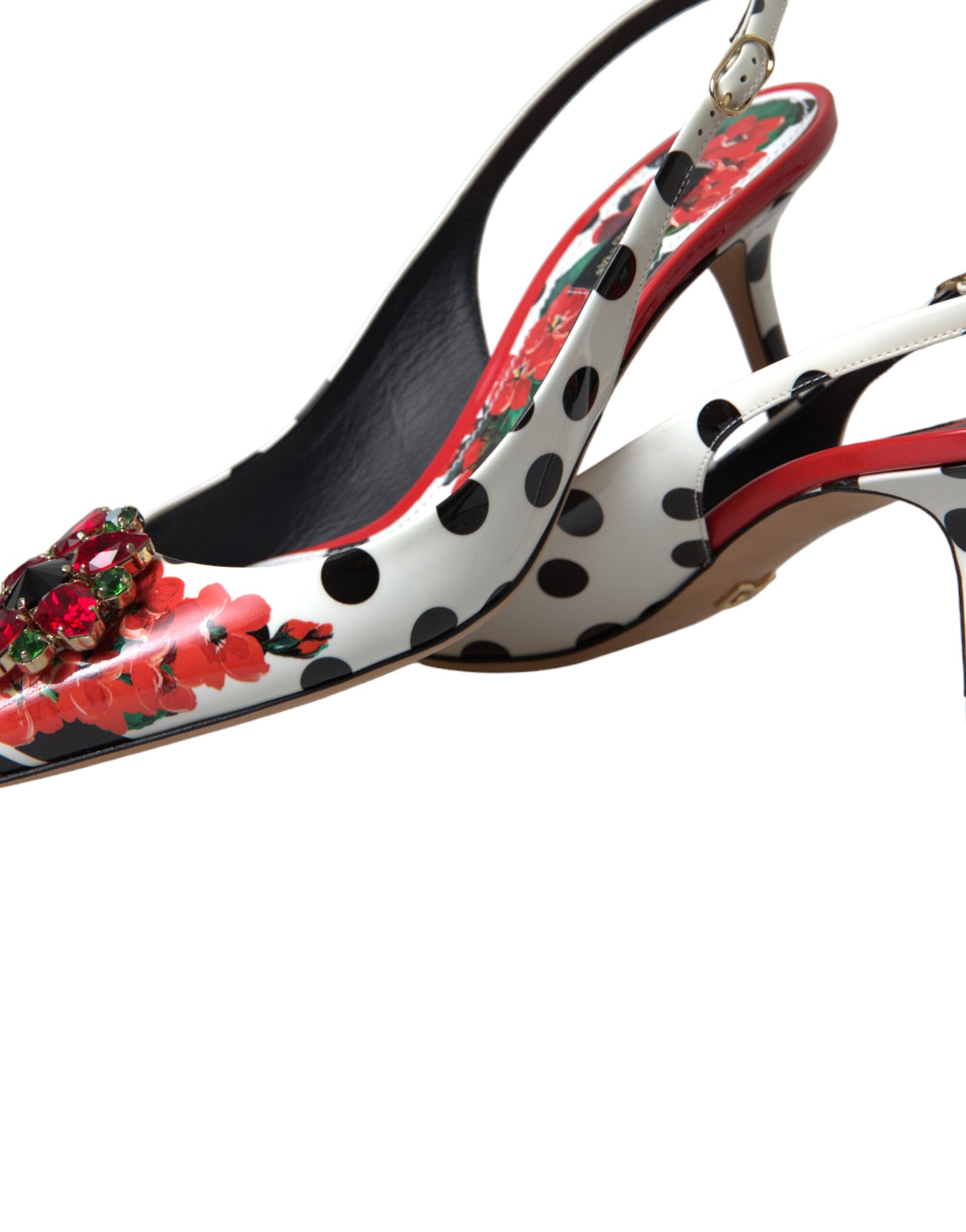 Dolce & Gabbana Chic Multicolor Floral Slingback Heels with Crystals