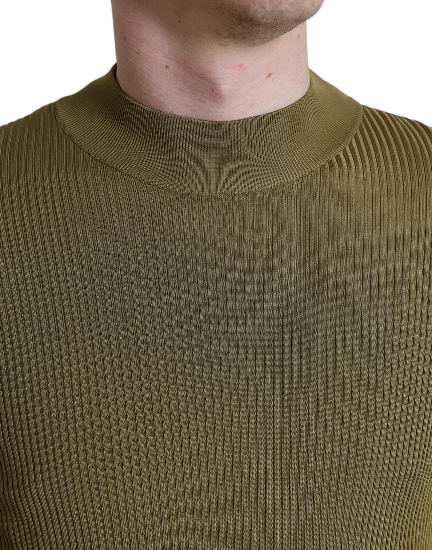 Dolce & Gabbana Army Green Viscose Crewneck Pullover Sweater