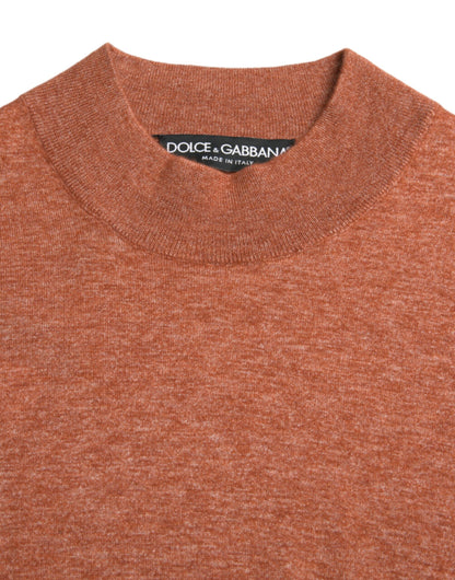 Dolce & Gabbana Orange Cashmere Crew Neck Pullover Sweater