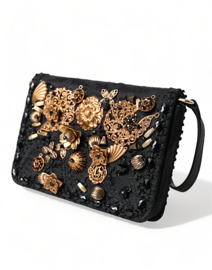 Dolce & Gabbana Black Embellished Baroque Crossbody Shoulder Bag