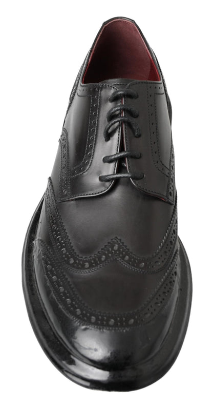 Dolce & Gabbana Elegant Black Leather Derby Shoes