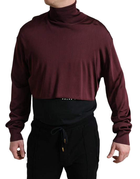 Dolce & Gabbana Maroon Viscose Turtleneck Pullover Sweater