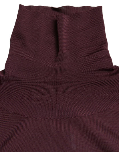 Dolce & Gabbana Maroon Viscose Turtleneck Pullover Sweater