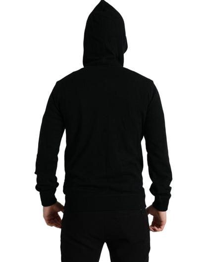 Dolce & Gabbana Black Cashmere Hooded Pullover Sweater