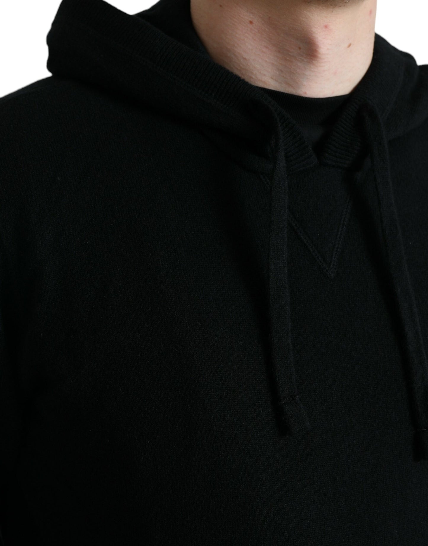 Dolce & Gabbana Black Cashmere Hooded Pullover Sweater