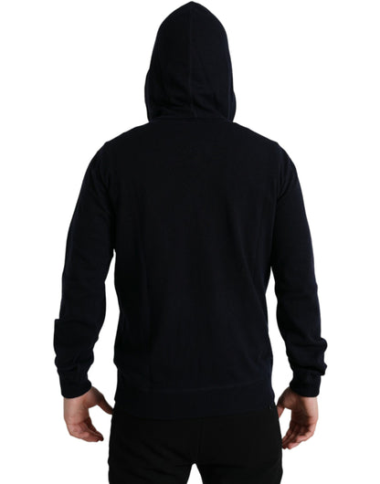 Dolce & Gabbana Blue Cashmere Hooded Pullover Sweater