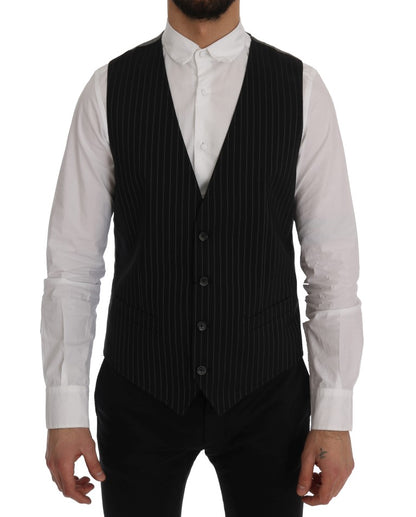 Dolce & Gabbana Black STAFF Cotton Striped Vest