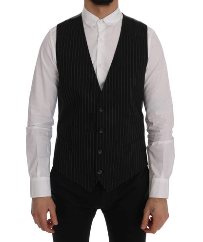 Dolce & Gabbana Black STAFF Cotton Striped Vest