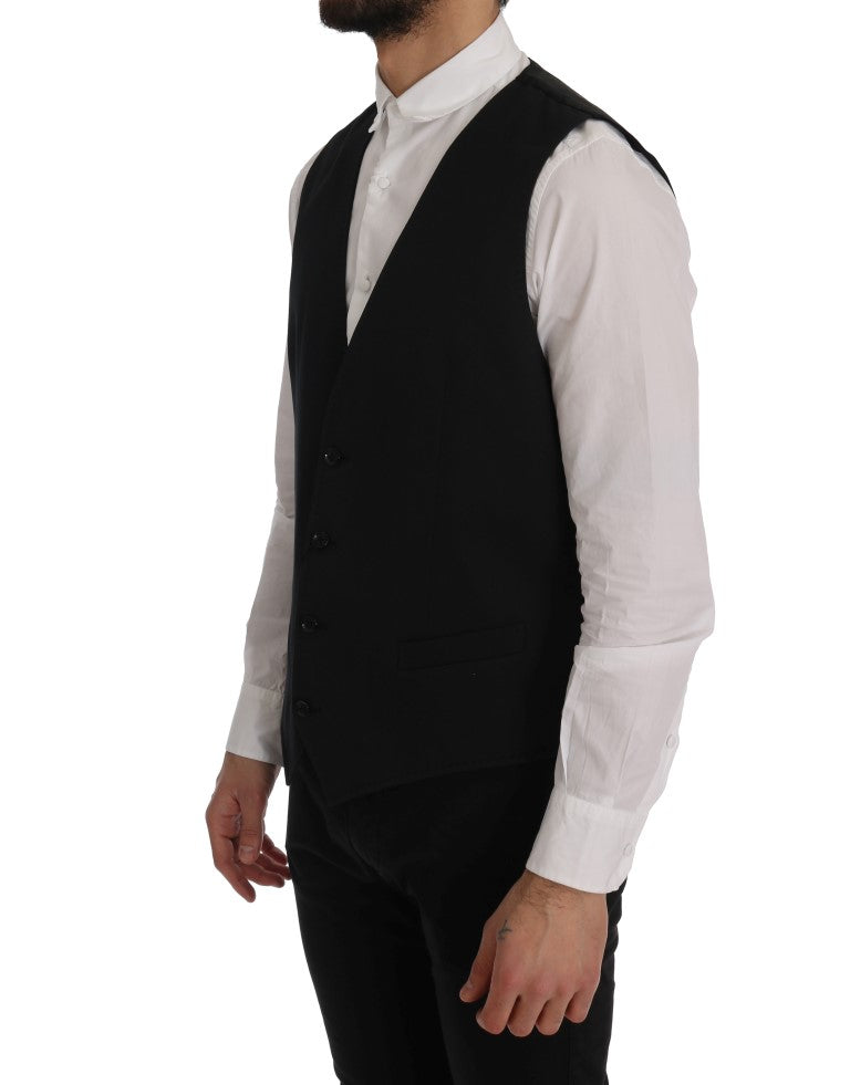 Dolce & Gabbana Sleek Black Single-Breasted Waistcoat