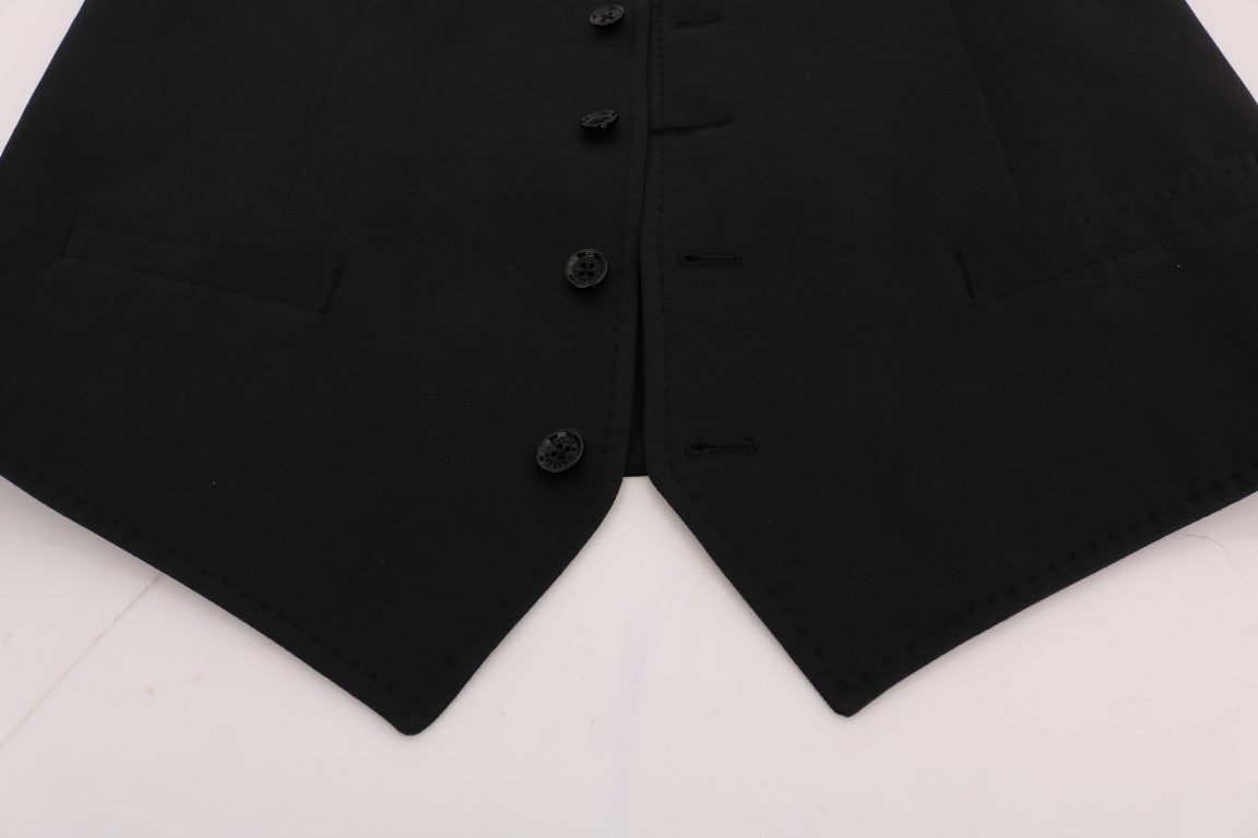 Dolce & Gabbana Sleek Black Single-Breasted Waistcoat