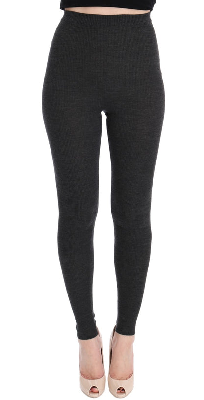 Dolce & Gabbana Elegant Gray High-Waist Wool Tights Pants