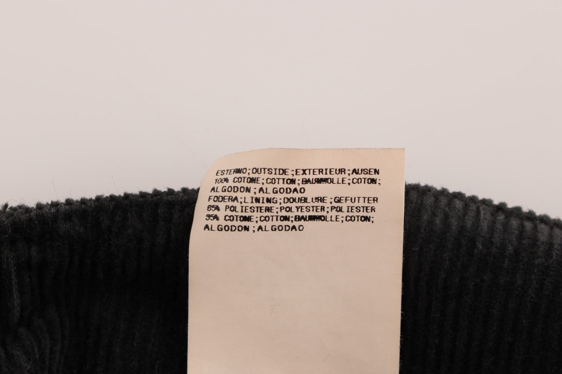 GF Ferre Elegant Black Cotton Corduroy Pants