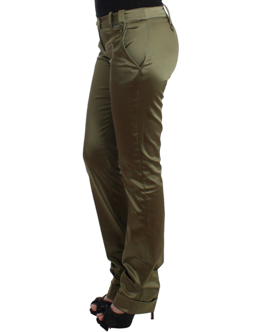 John Galliano Chic Green Slimline Tailored Pants