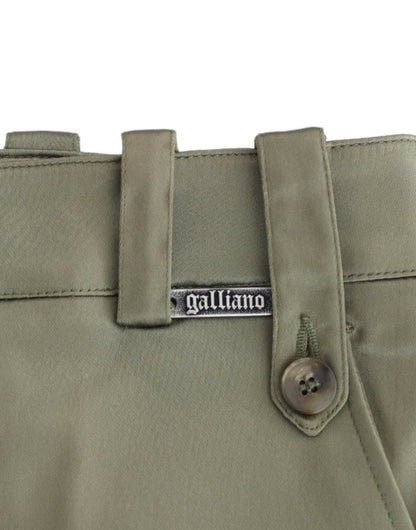 John Galliano Chic Green Slimline Tailored Pants