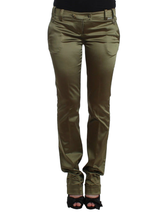 John Galliano Chic Green Slimline Tailored Pants