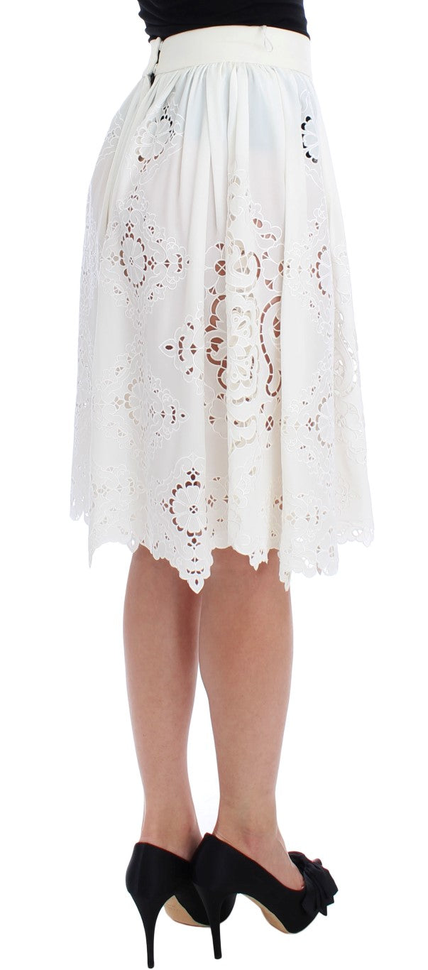 Dolce & Gabbana Elegant Floral Ricamo Silk Skirt