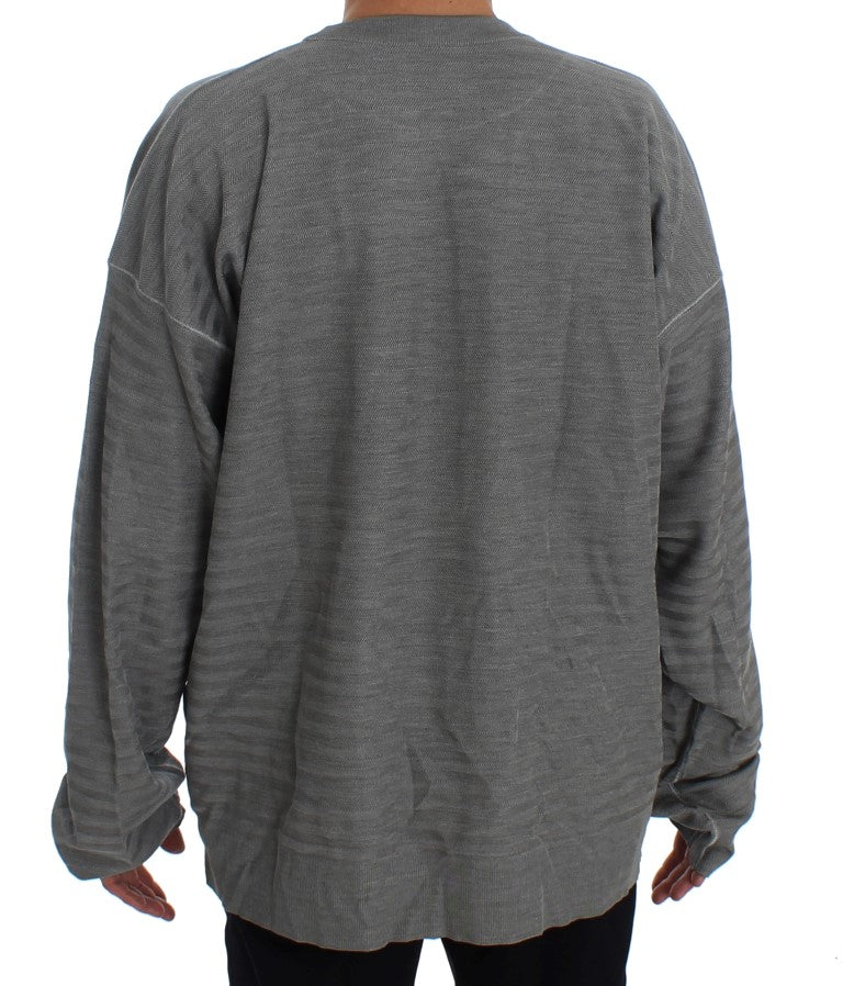 Dolce & Gabbana Elegant Gray Silk Crewneck Pullover Sweater