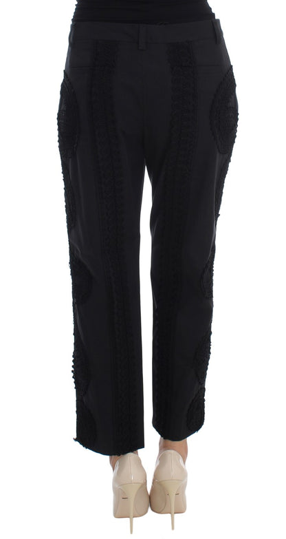 Dolce & Gabbana Black Cotton Stretch Torero Capris Pants