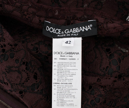 Dolce & Gabbana Elegant Purple Floral Lace Maxi Dress