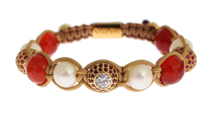 Nialaya CZ Carnelian Pearl 925 Silver Bracelet