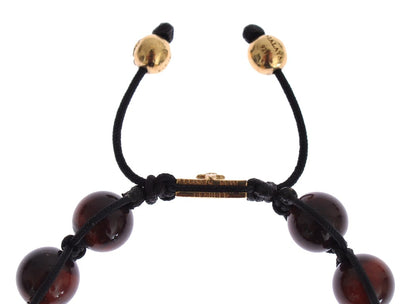 Nialaya CZ Red Tigers Eye Gold 925 Silver Bracelet