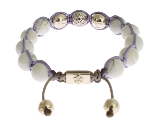 Nialaya Purple CZ Howlite 925 Silver Bracelet