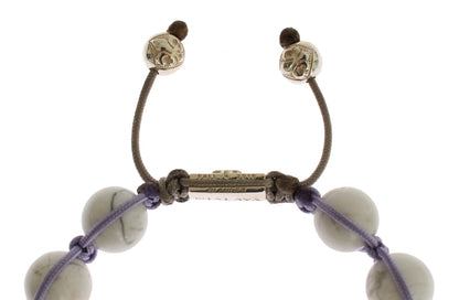 Nialaya Purple CZ Howlite 925 Silver Bracelet