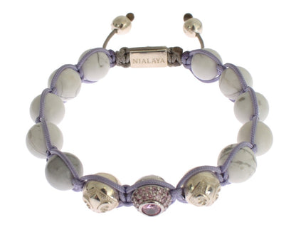 Nialaya Purple CZ Howlite 925 Silver Bracelet