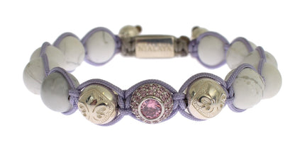 Nialaya Purple CZ Howlite 925 Silver Bracelet