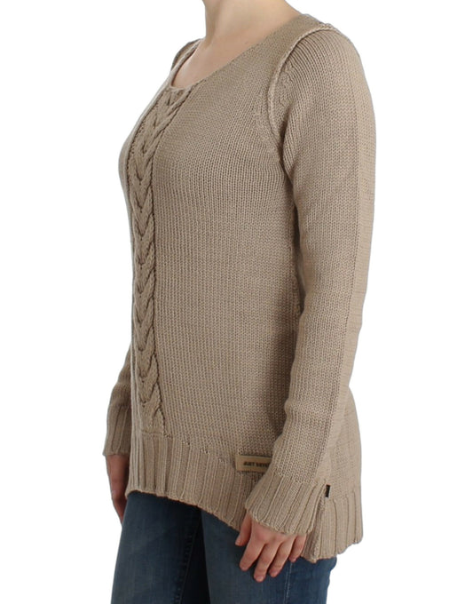 Cavalli Beige knitted wool sweater