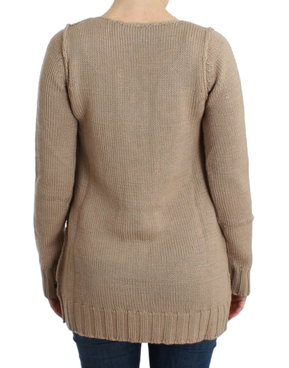 Cavalli Beige knitted wool sweater