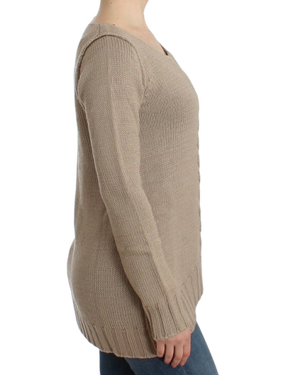 Cavalli Beige knitted wool sweater