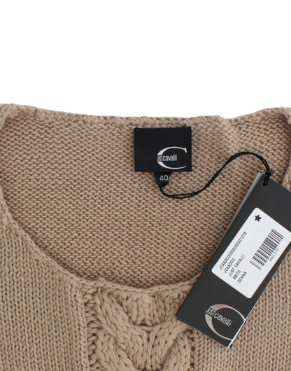 Cavalli Beige knitted wool sweater