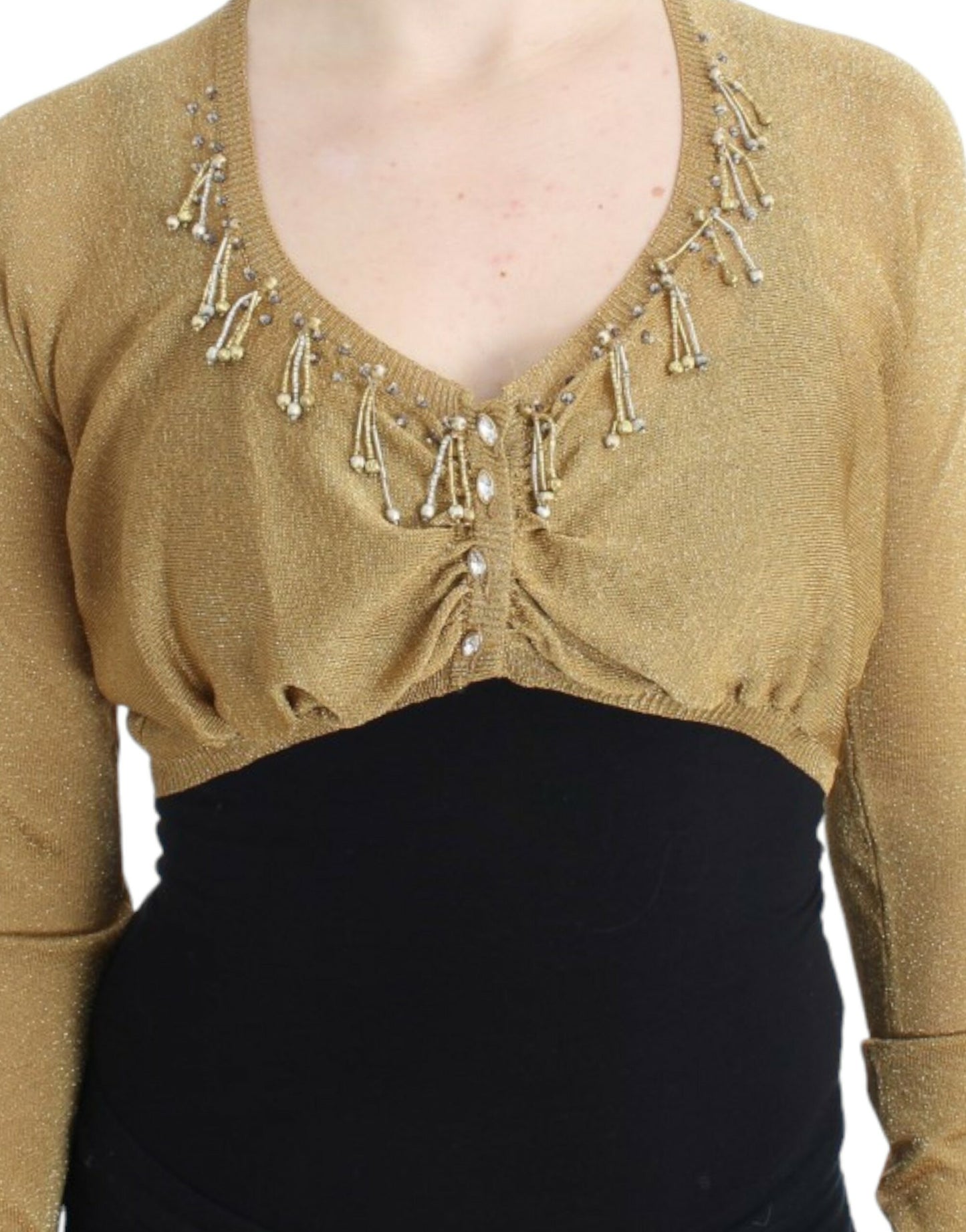 Cavalli Embellished Gold Shimmer Shrug