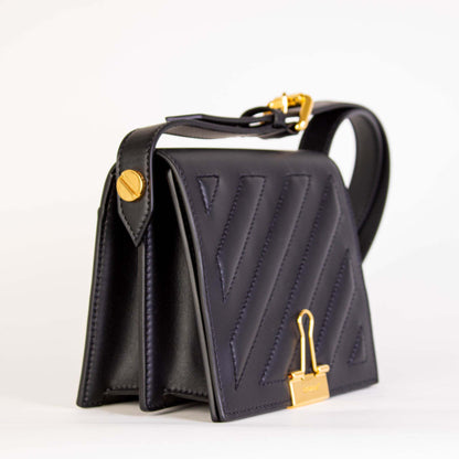 Off-White Elegant Black Leather Shoulder Bag