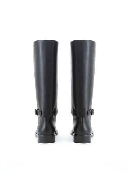 Burberry Equestrian Style Luxe Black Leather Boots