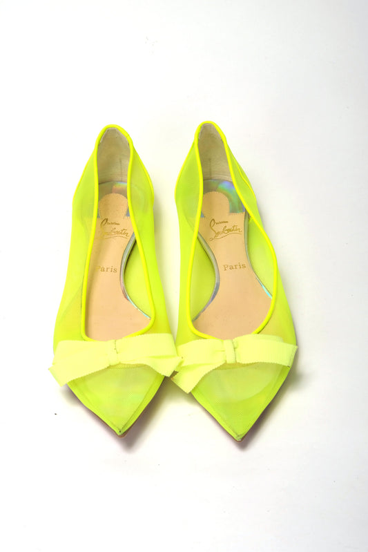 Christian Louboutin Fluro Yellow Flat Point Toe Shoe