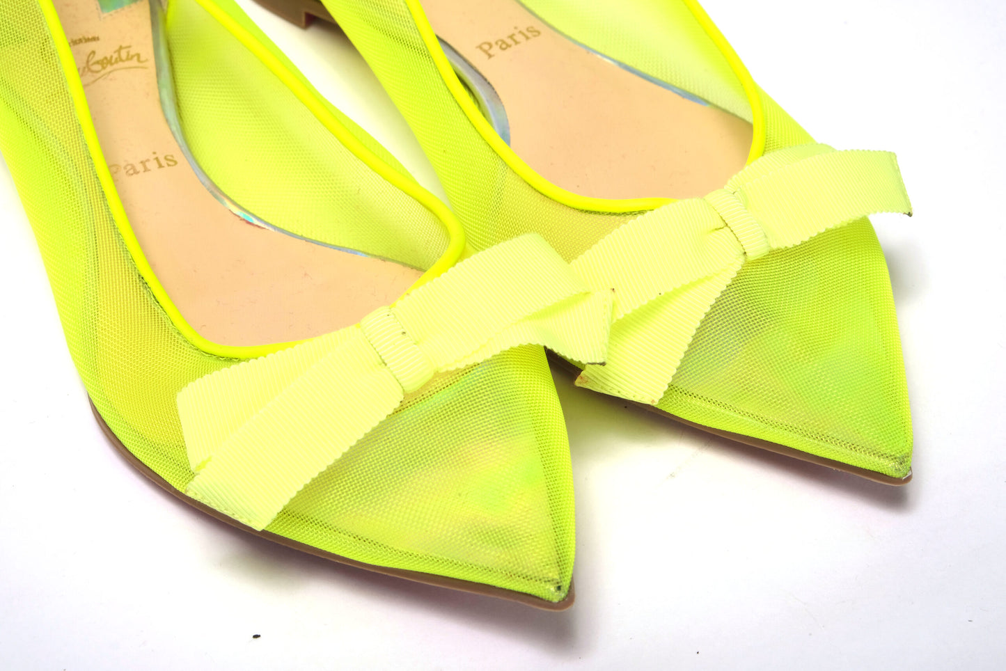 Christian Louboutin Fluro Yellow Flat Point Toe Shoe