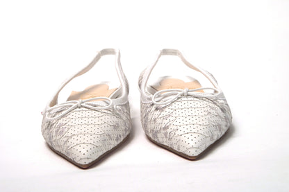 Christian Louboutin White Perforated Printed Flat Point Toe Shoe