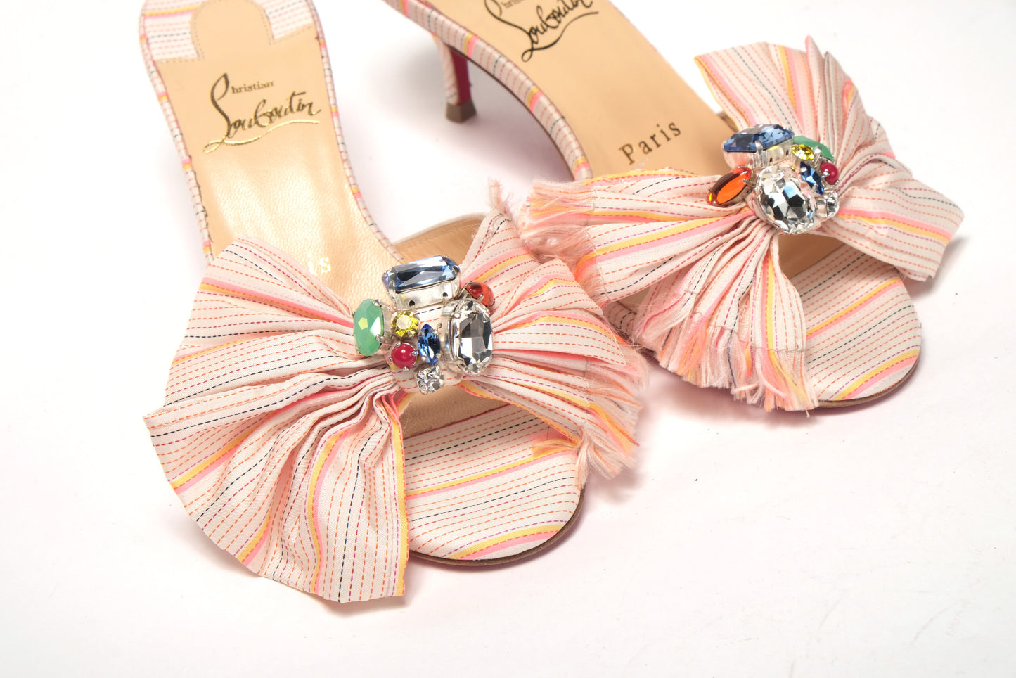 Christian Louboutin Multicolor Kitten Heel Studded Flat Shoes