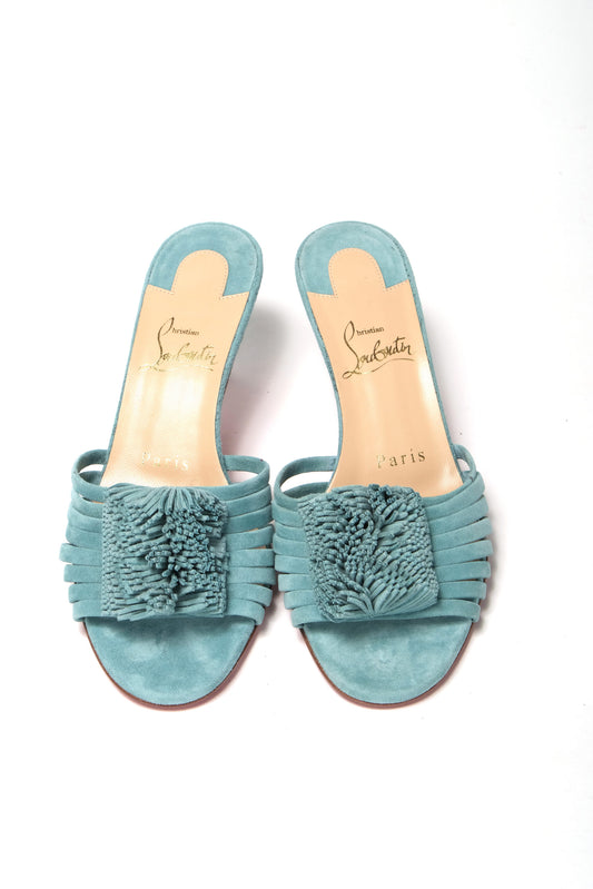 Christian Louboutin Noumea Blue Strappy Kitten Heel