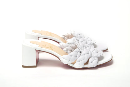 Christian Louboutin White Plaited High Heel Sandals