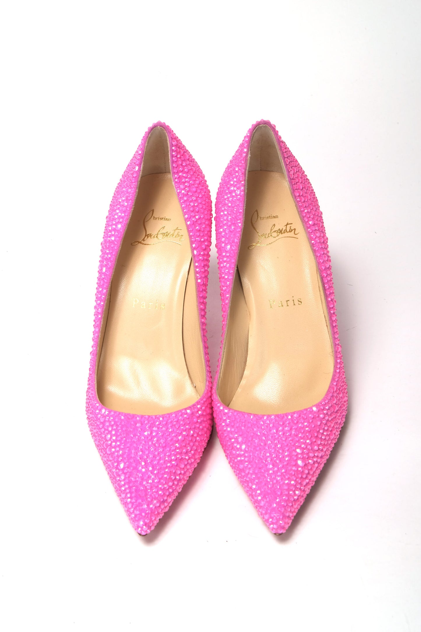 Christian Louboutin Hot Pink Embellished High Heels Pumps