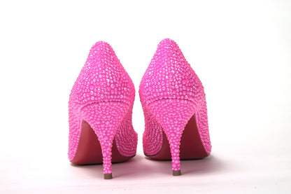 Christian Louboutin Hot Pink Embellished High Heels Pumps